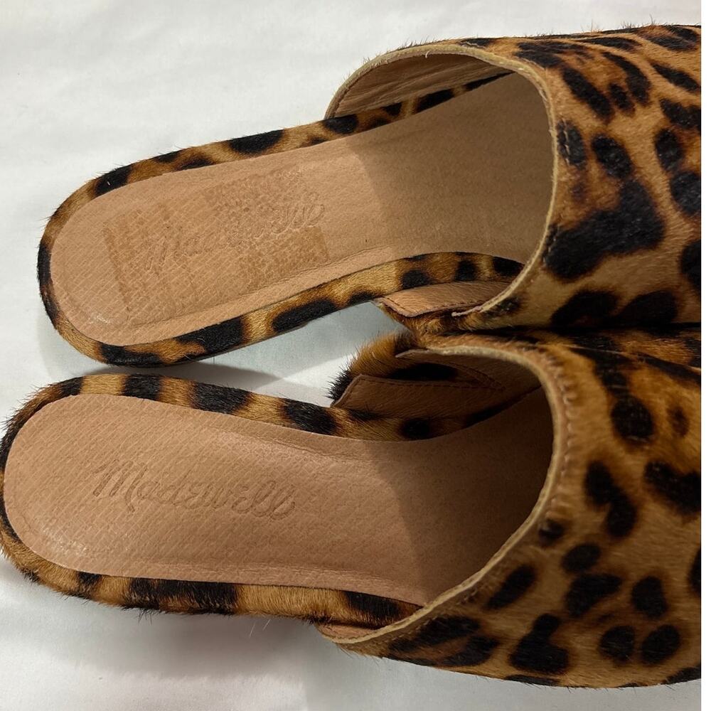 Madewell Womens 7 The Cory Mule Leopard Print Leather Flats Contemporary - Picture 4 of 8